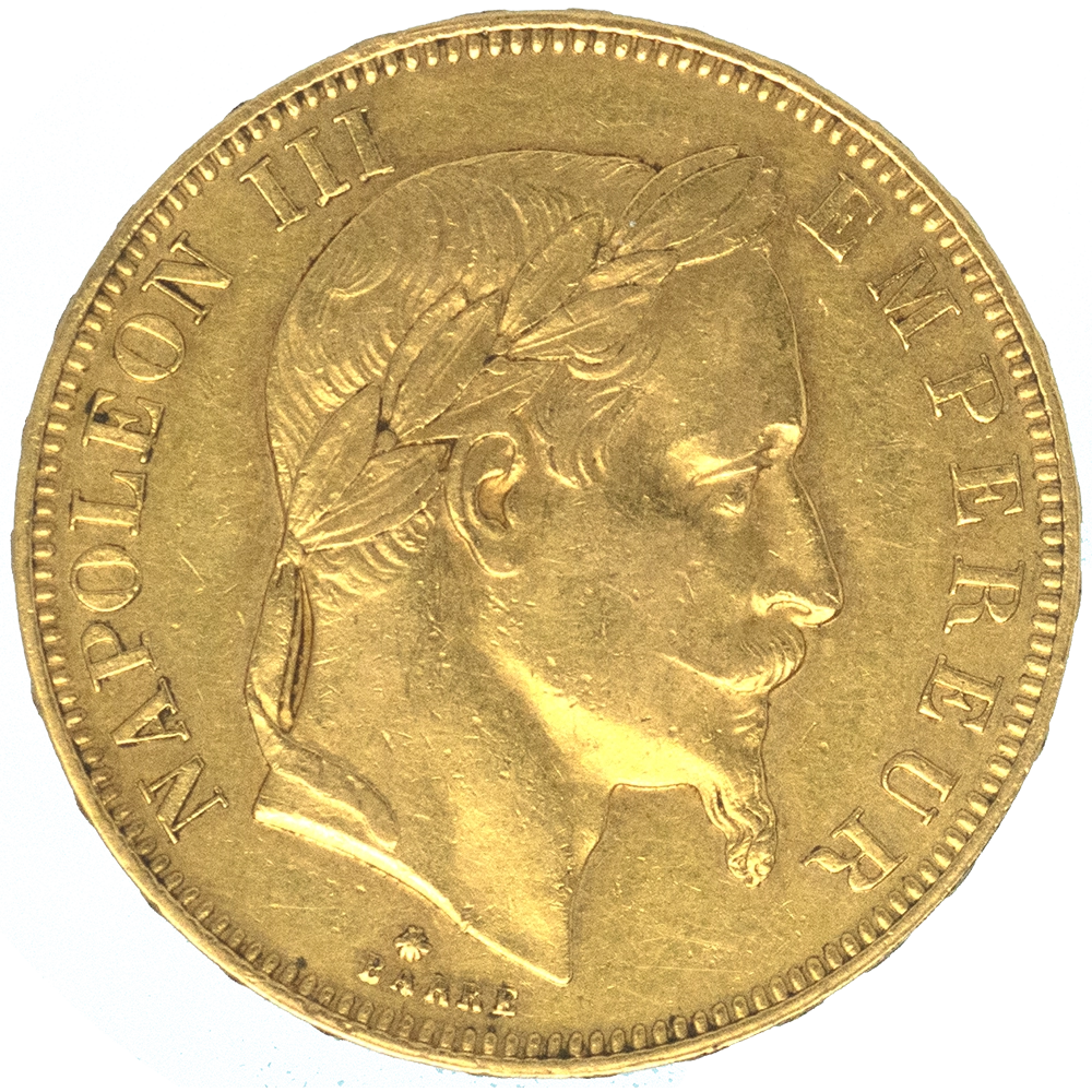 Pièce de monnaie : Second-Empire-50 Francs Napoléon III Tête laurée 1864 Paris