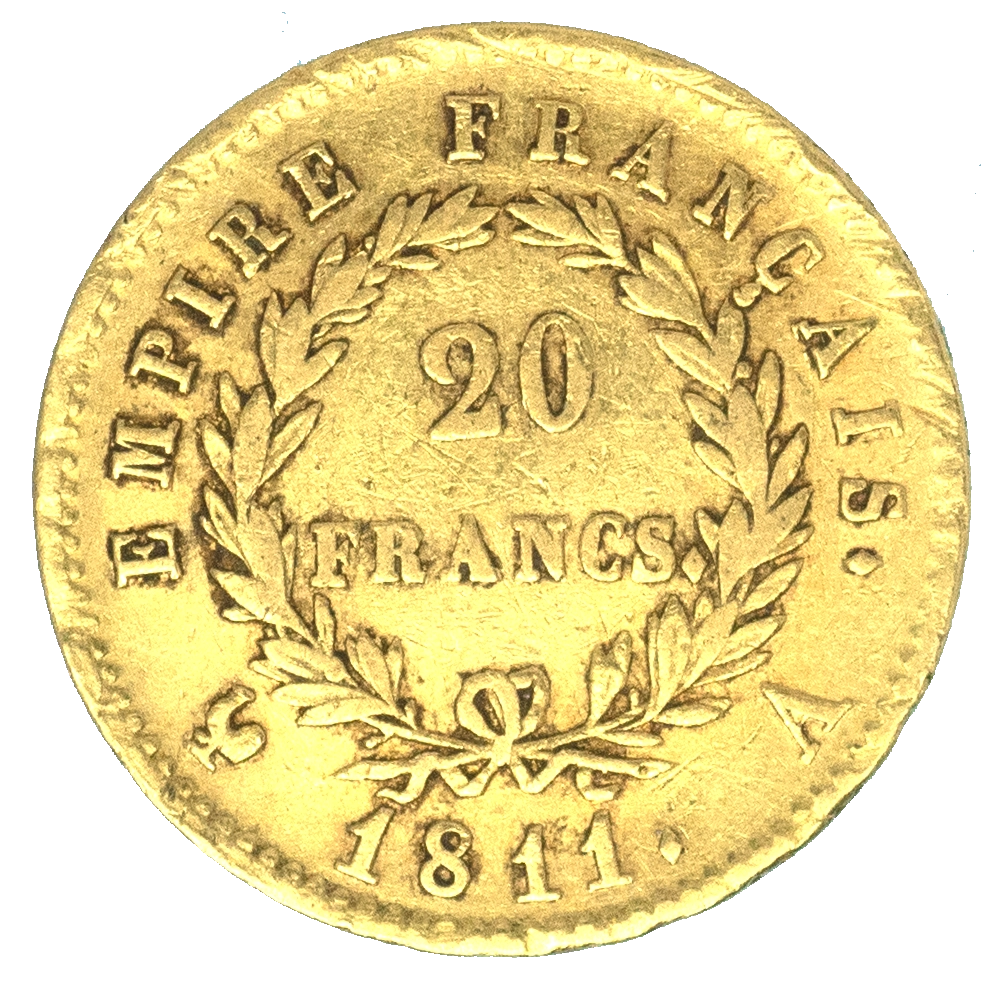 Pièce de monnaie : Premier-Empire-20 Francs Napoléon Ier Tête laurée 1811 Paris