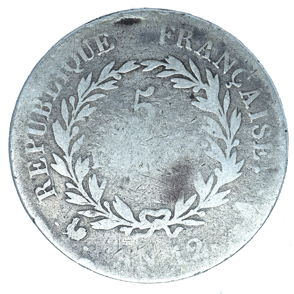 Pièce de monnaie : Premier-Empire Napoléon Ier-5 Francs l'an 12 (1803) Paris