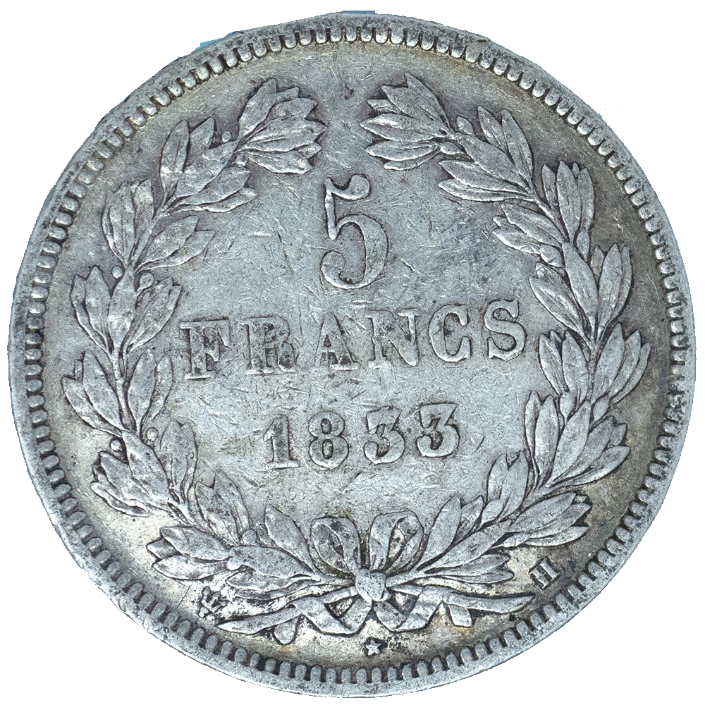 Pièce de monnaie : Louis-Philippe-5 Francs 1833 La Rochelle