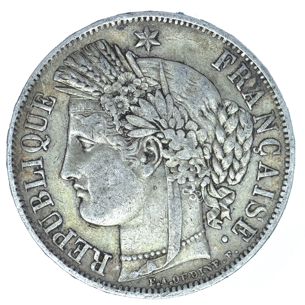 Pièce de monnaie : Troisième République-5 Francs Cérès 1850 Strasbourg
