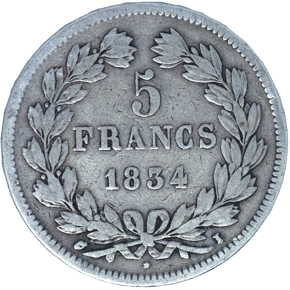 Pièce de monnaie : Louis-Philippe 5 Francs 1834 Limoges