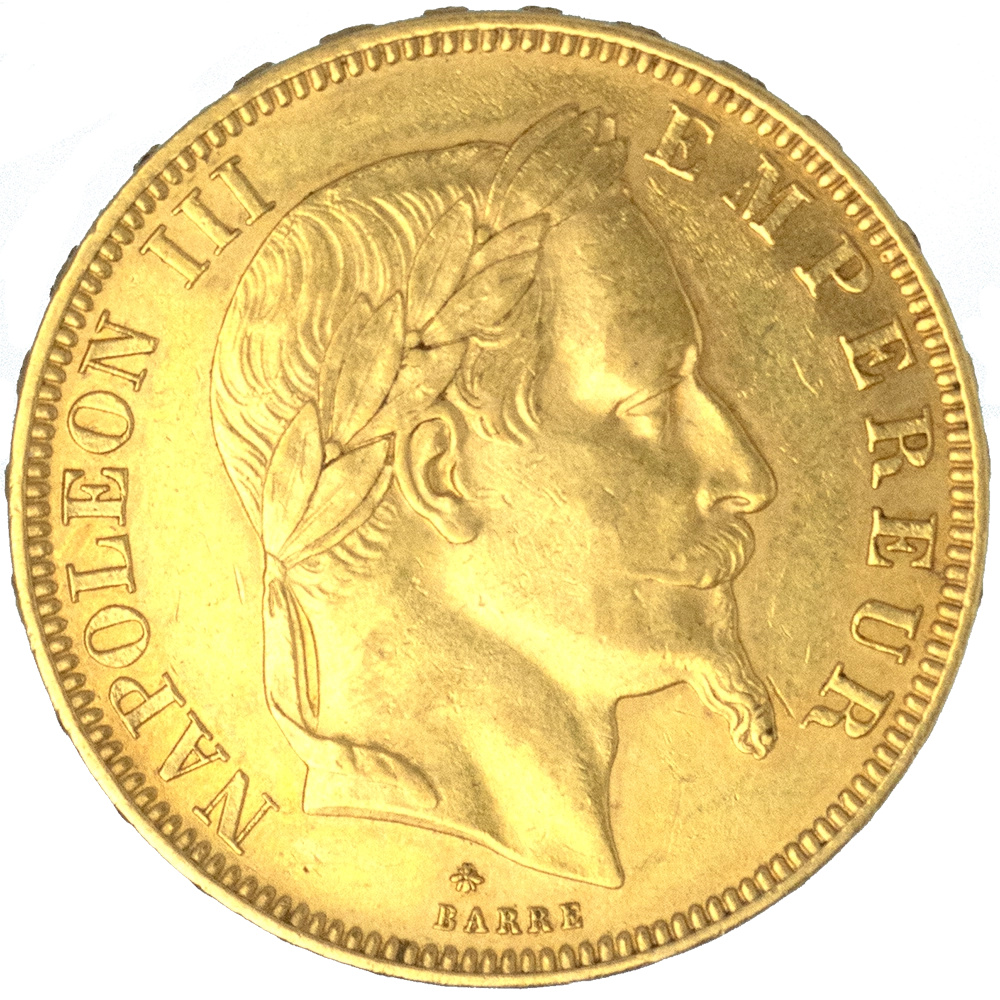 Pièce de monnaie : Second-Empire-50 Francs Napoléon III Tête laurée 1866 Paris