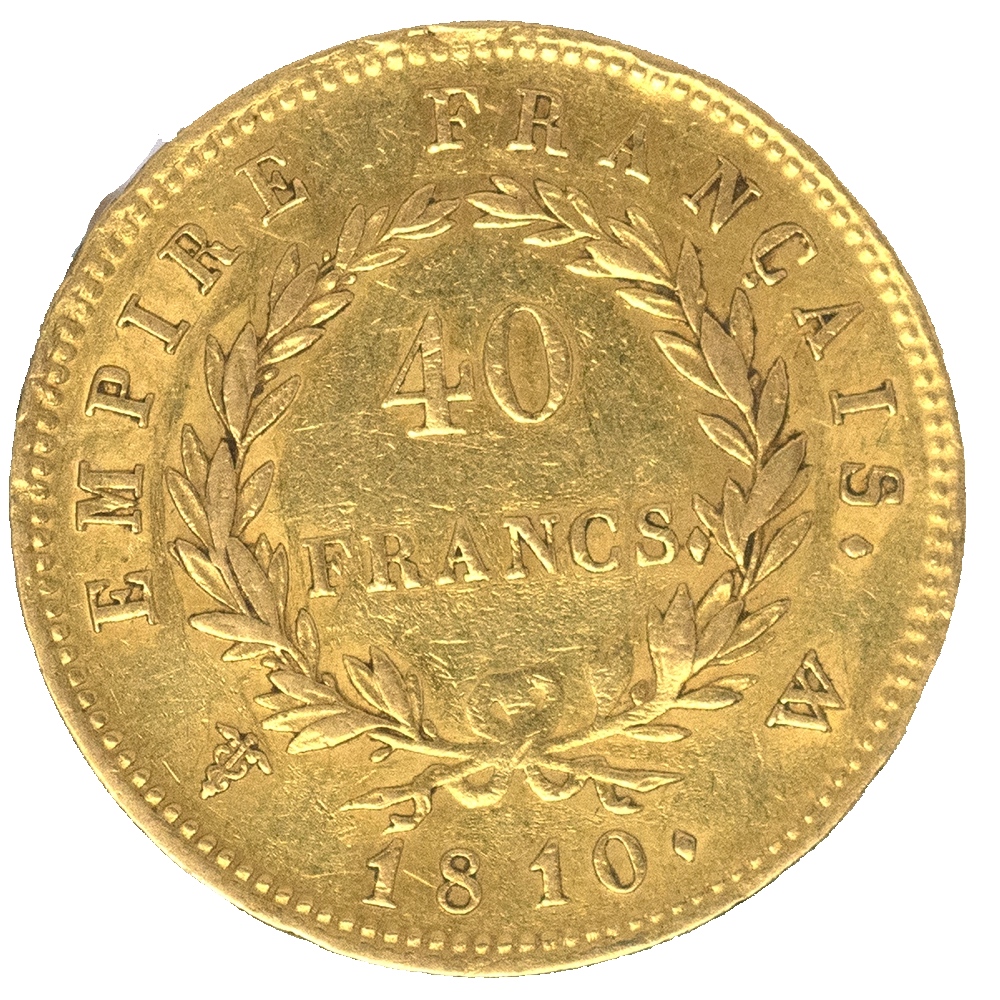 Pièce de monnaie : Premier Empire- 40 Francs Napoléon Ier 1810 Lille