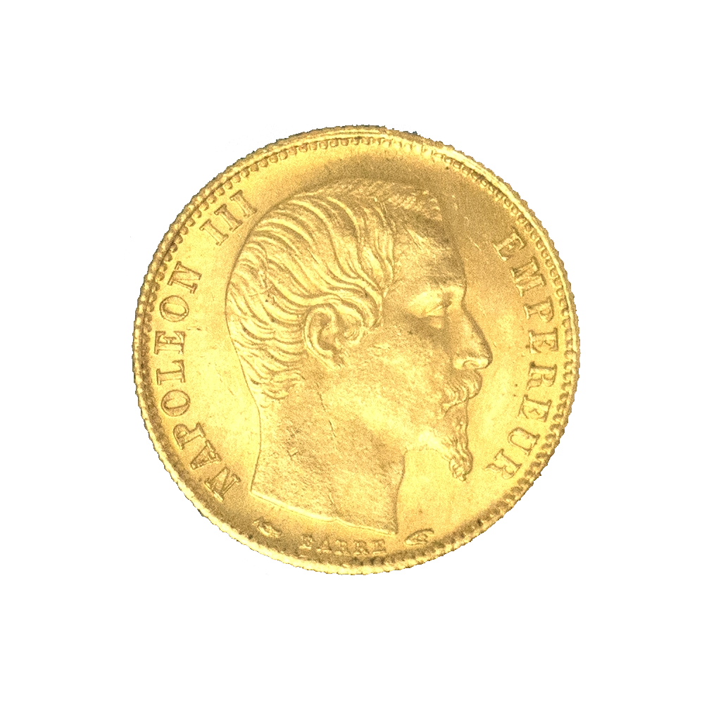 Pièce de monnaie : Second-Empire-5 francs or Napoléon III tranche lisse petit module 1854 Paris