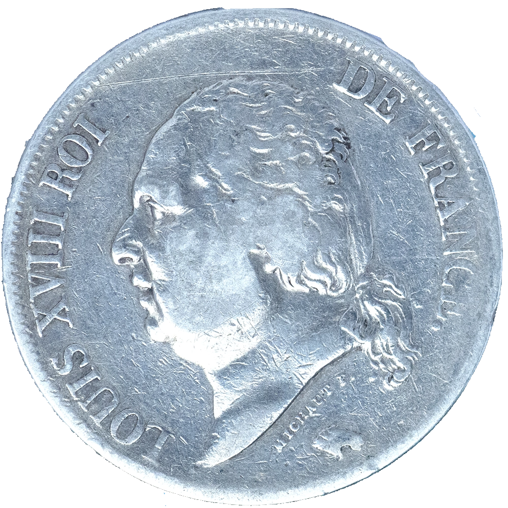 Pièce de monnaie : Louis XVIII-5 Francs 1823 Lyon
