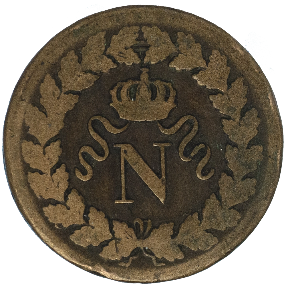 Pièce de monnaie : Un décime à l’N couronnée 1814 Strasbourg