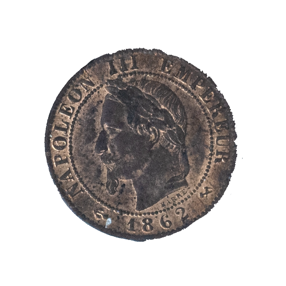 Pièce de monnaie : Second-Empire 1 centime Napoléon III Tête laurée 1862 Bordeaux
