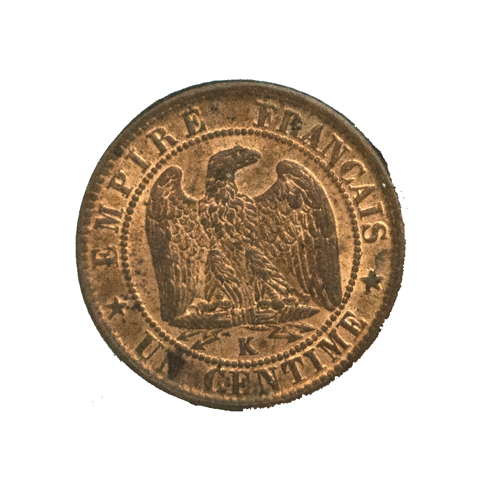 Pièce de monnaie : Second-Empire 1 centime Napoléon III Tête laurée 1862 Bordeaux