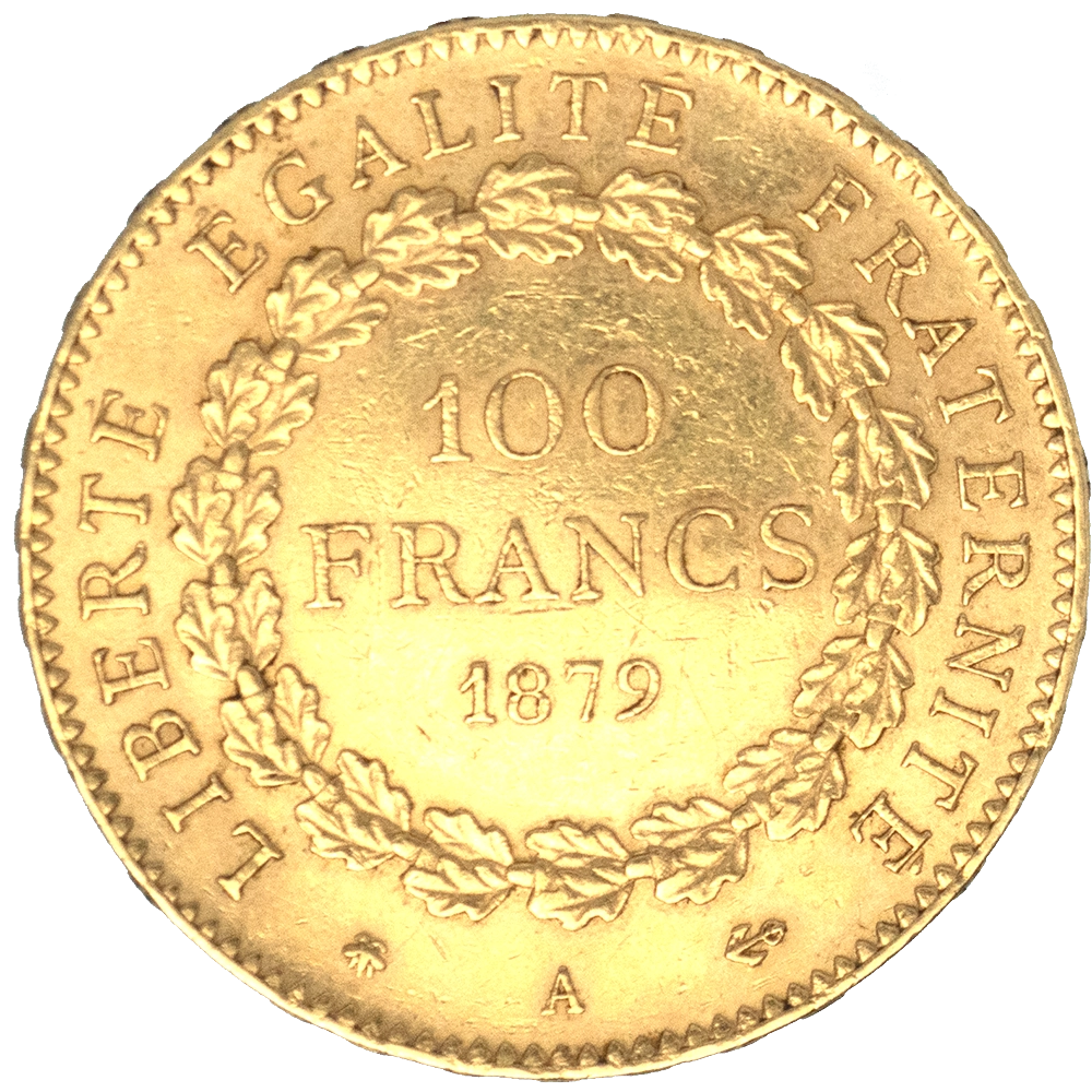Pièce de monnaie : III ème-République-100 Francs Génie 1879 paris