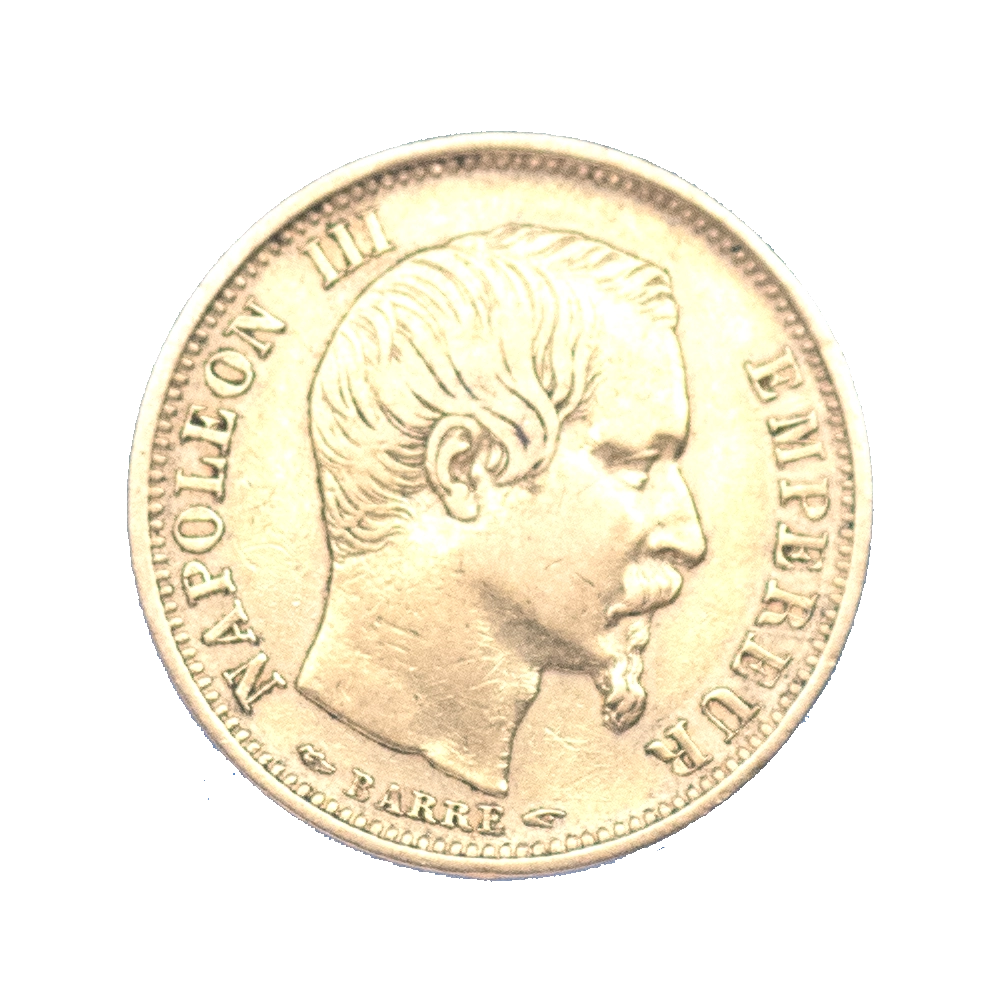 Pièce de monnaie : Second-Empire-10 Francs petit module tranche lisse Napoléon III tête nue 1854 Paris