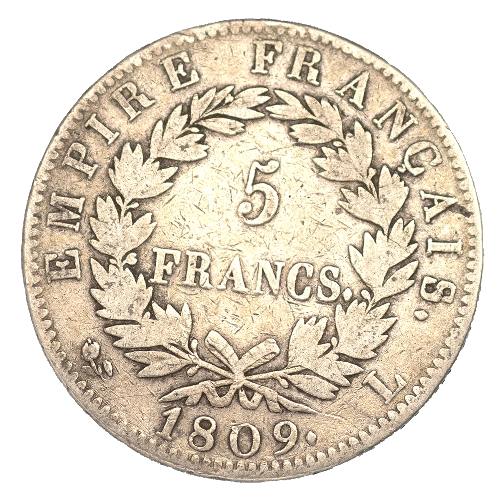 Pièce de monnaie : Premier-Empire Napoléon Ier-5 Francs 1809 Bayonne
