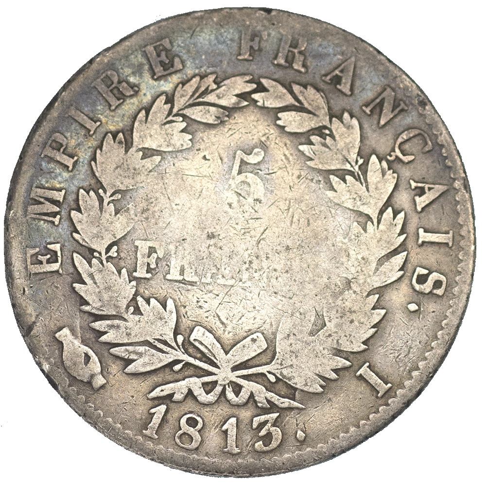 Pièce de monnaie : Premier-Empire-Napoléon Ier-5 francs 1813 Limoges