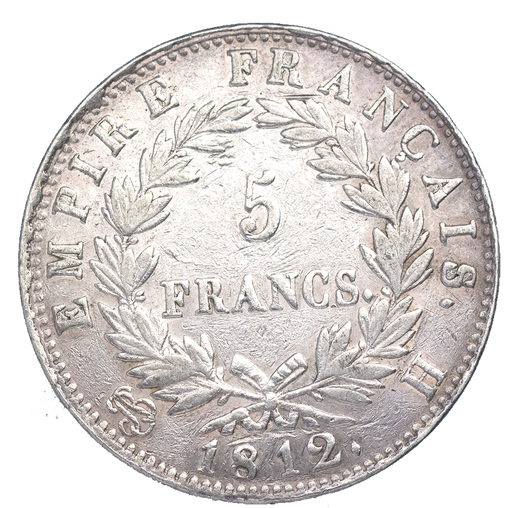 Pièce de monnaie : Premier-Empire-Napoléon Ier-5 francs 1812 La Rochelle