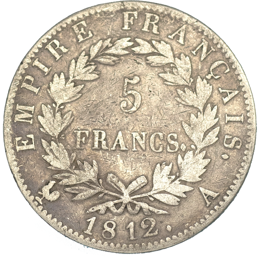 Pièce de monnaie : Premier-Empire-Napoléon Ier-5 francs 1812 Paris