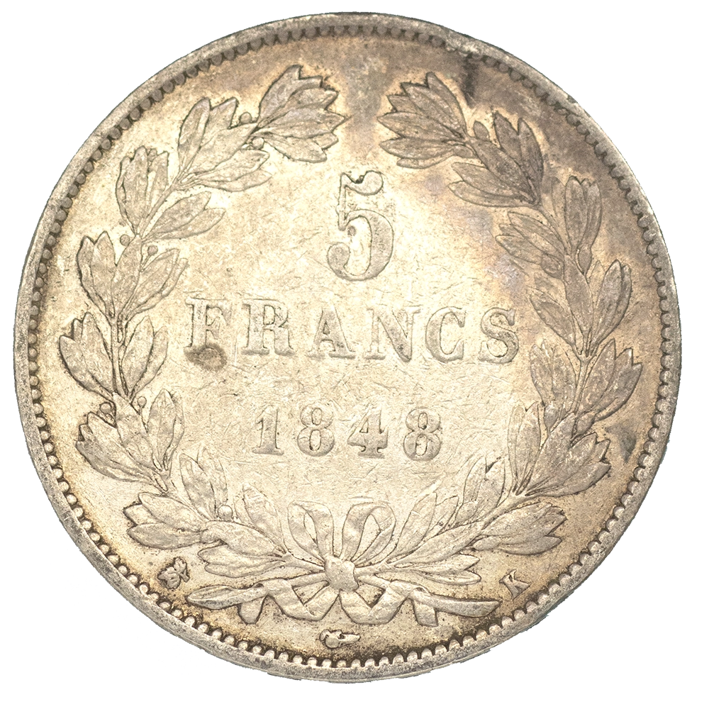 Pièce de monnaie : Louis-Philippe-5 Francs 1848 Bordeaux