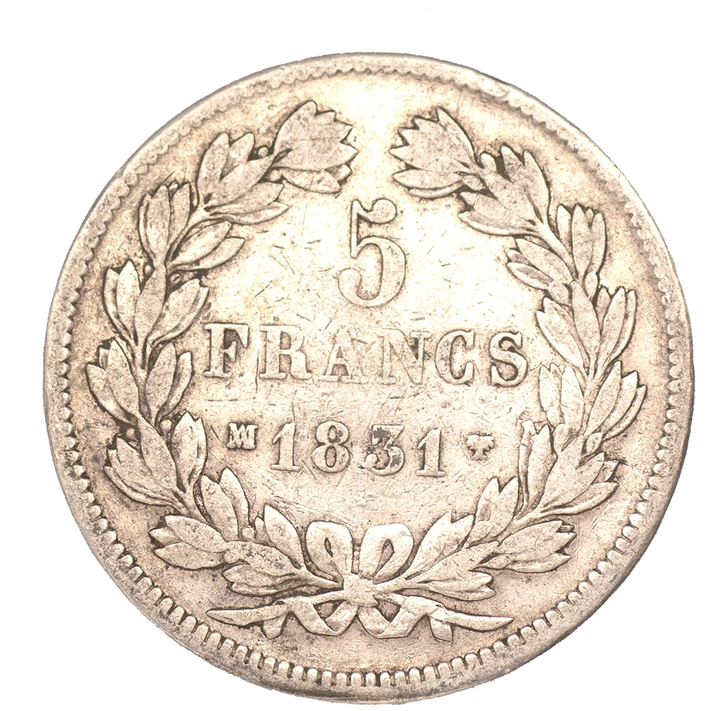 Pièce de monnaie : Louis-Philippe 5 Francs 1831 Marseille tranche en creux