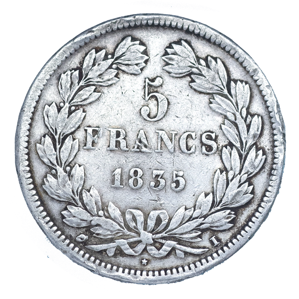 Pièce de monnaie : Louis-Philippe-5 Francs 1835 Limoges tranche en relief