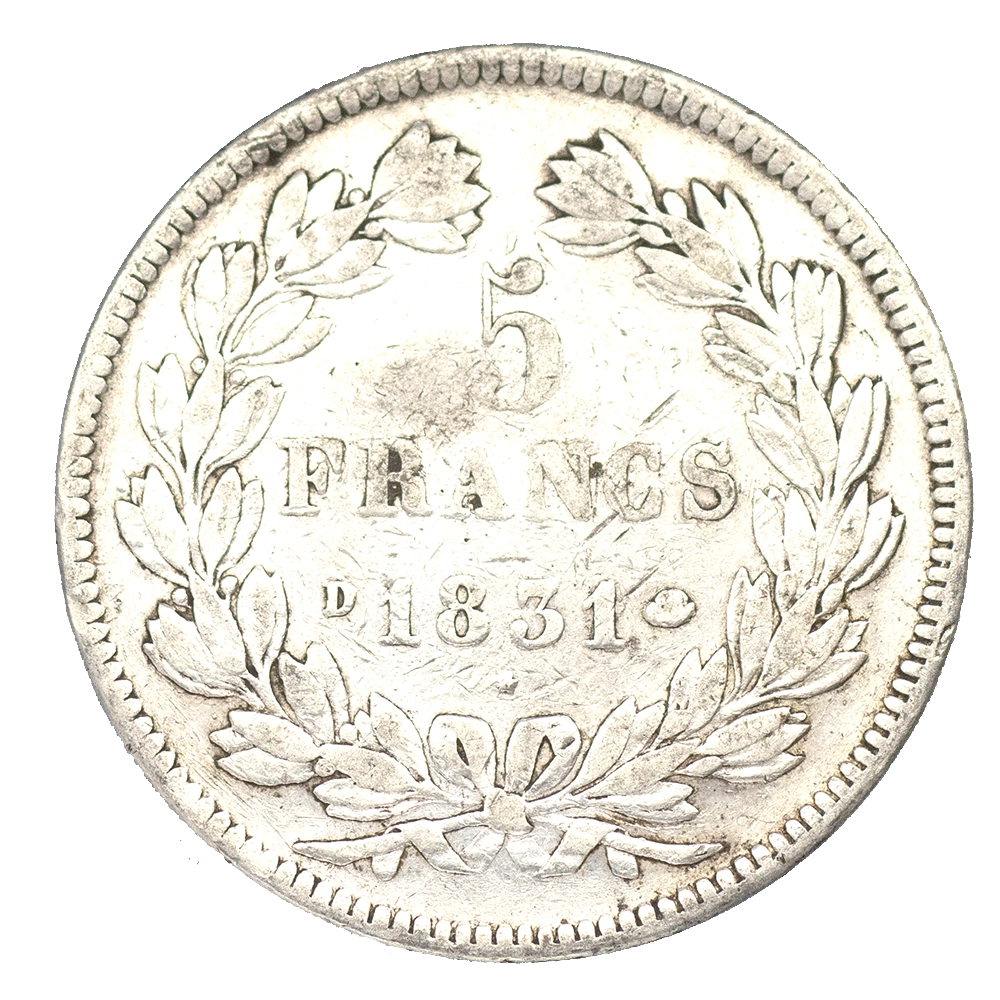 Pièce de monnaie : Louis-Philippe-5 Francs 1831 Lyon tranche en creux