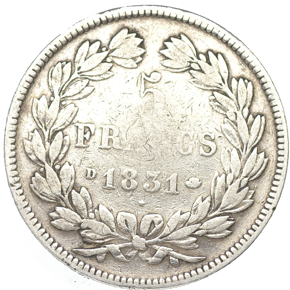 Pièce de monnaie : Louis-Philippe-5 Francs 1831 Lyon tranche en creux