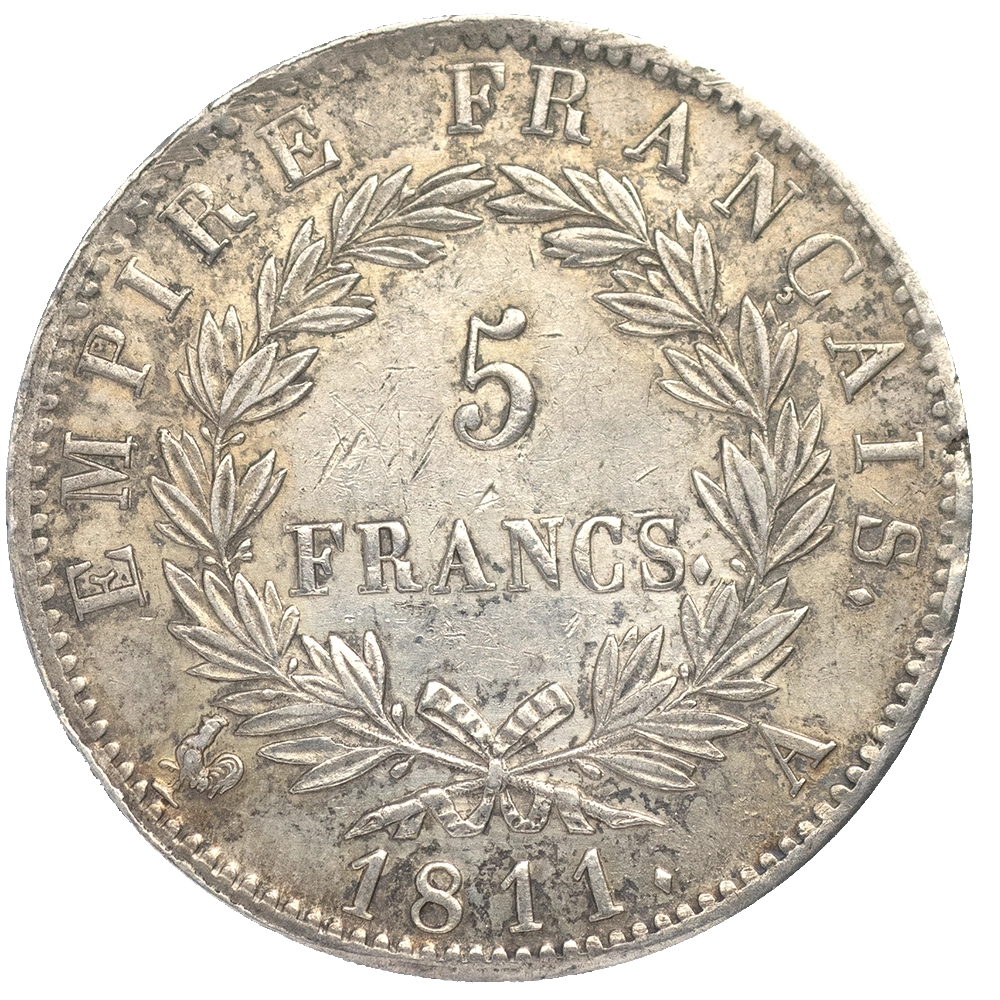 Pièce de monnaie : Premier-Empire-Napoléon Ier-5 francs 1811 Paris