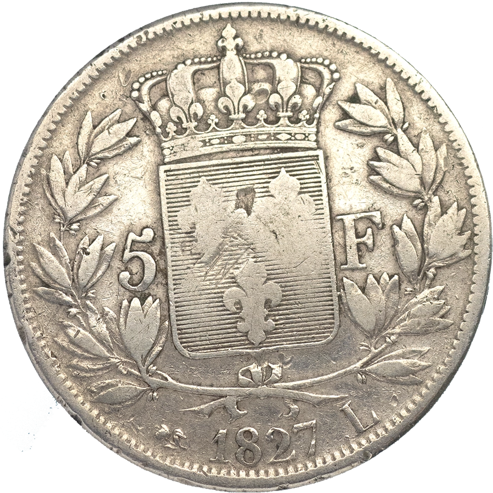 Pièce de monnaie : Charles X-5 Francs 1827 Bayonne