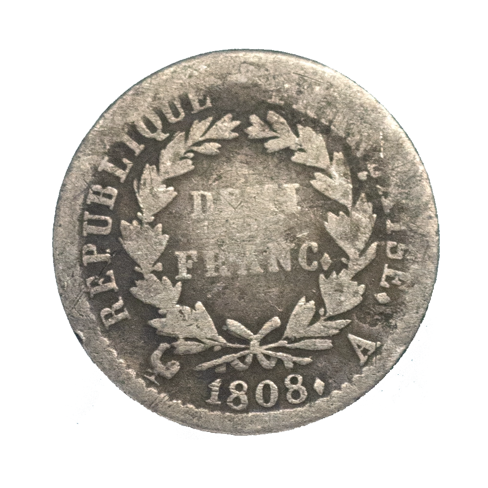 Pièce de monnaie : Premier-Empire Napoléon 1er-Demi franc 1808 Paris
