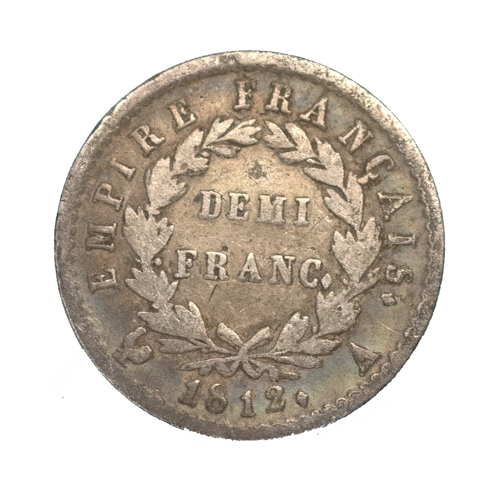 Pièce de monnaie : Premier-Empire Napoléon 1er-Demi franc 1812 Paris