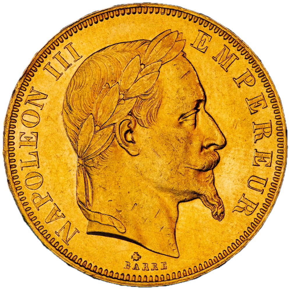 Pièce de monnaie : Second-Empire-50 Francs Napoléon III Tête laurée 1864 Paris