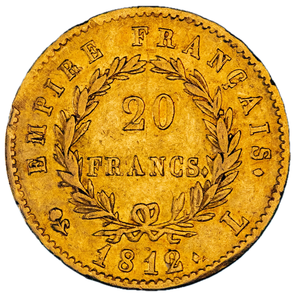 Pièce de monnaie : Premier-Empire-20 Francs Napoléon Ier tête laurée 1812 Bayonne