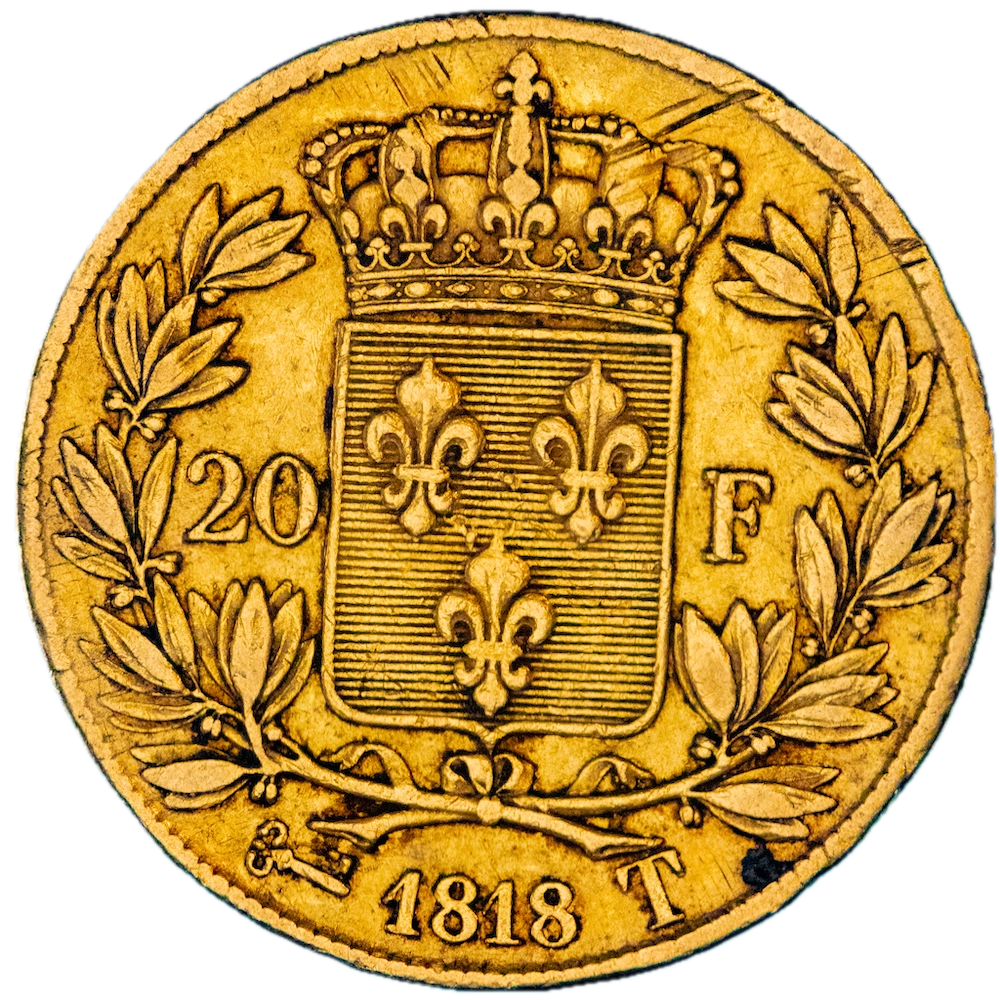 Restauration - 20 Francs or Louis XVIII 1818 Nantes