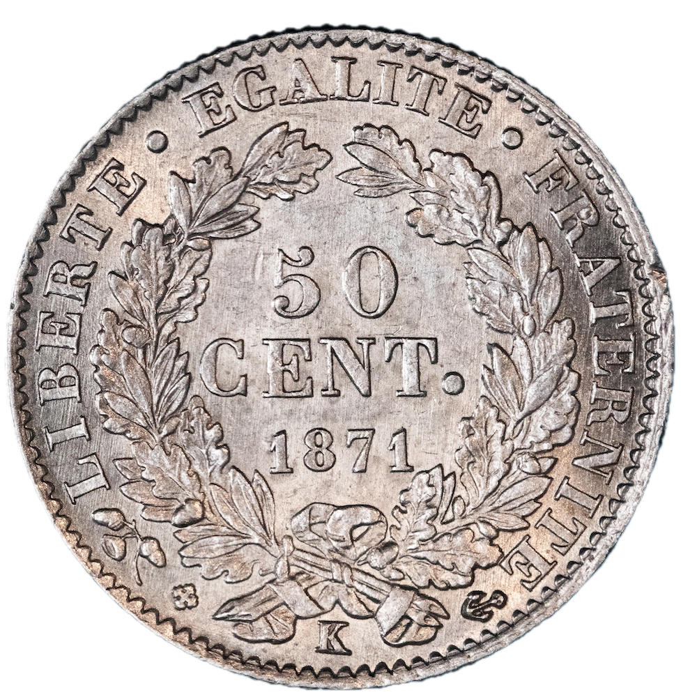 Troisième République- 50 centimes Cérès 1871 Bordeaux