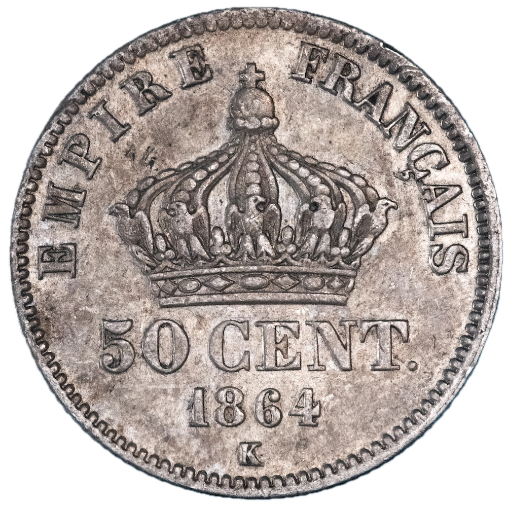Second-Empire-50 centimes Napoléon III 1864 Bordeaux