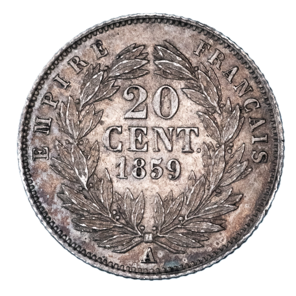 Second Empire 20 centimes Napoléon III, 1859 tête nue Paris