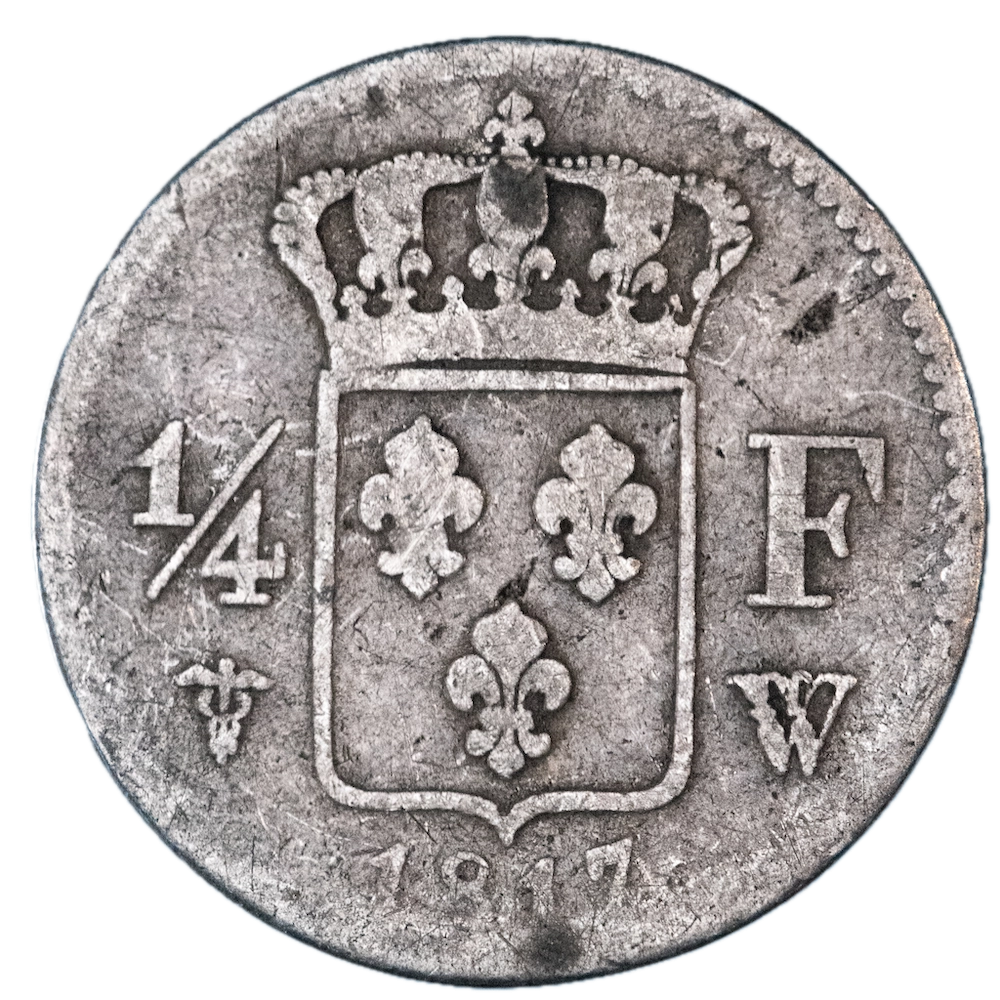 Restauration Louis XVIII-Quart de Franc 1817 Lille