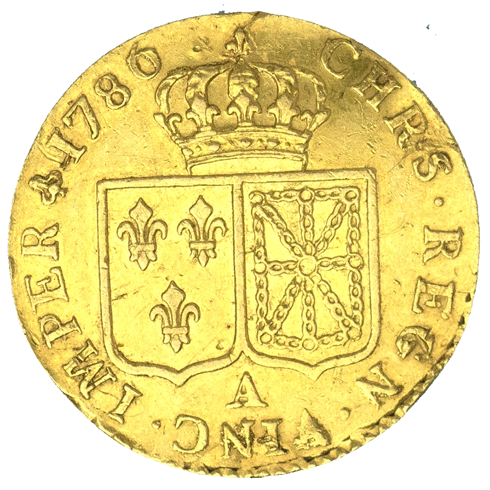 Pièce de monnaie : Louis XVI- Louis d'or aux écus accolés 1786 Paris