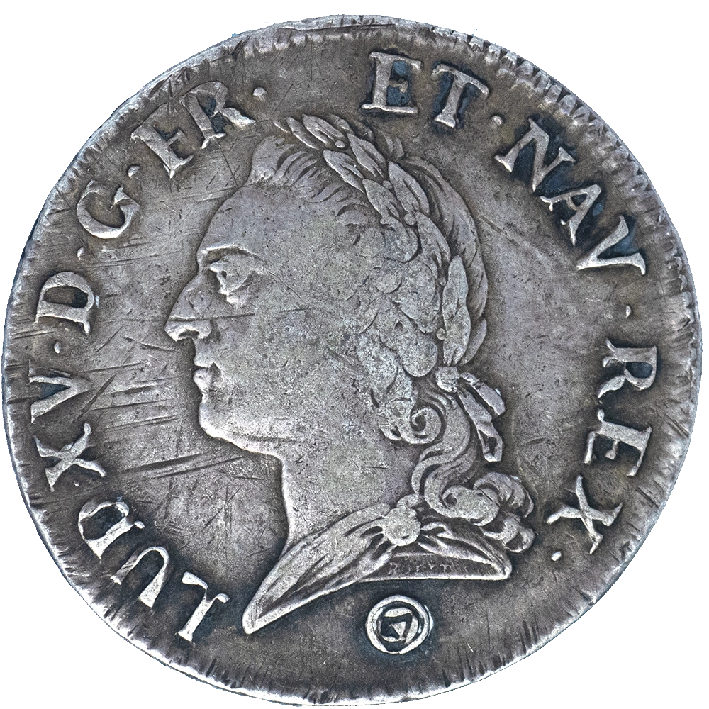 Pièce de monnaie : Louis XV Écu à la vieille tête 1774 Perpignan