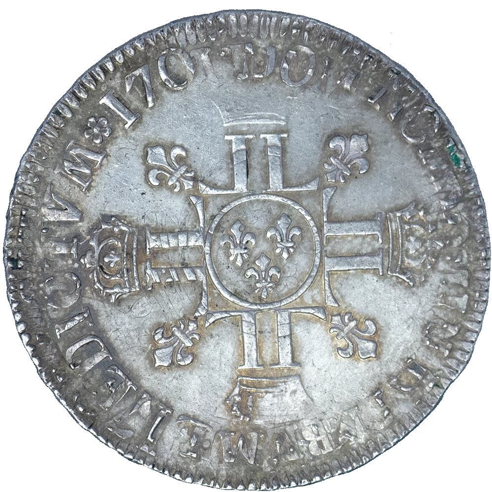 Pièce de monnaie : Louis XIV-Monnaie réformée- Écu aux 8 L 1701
