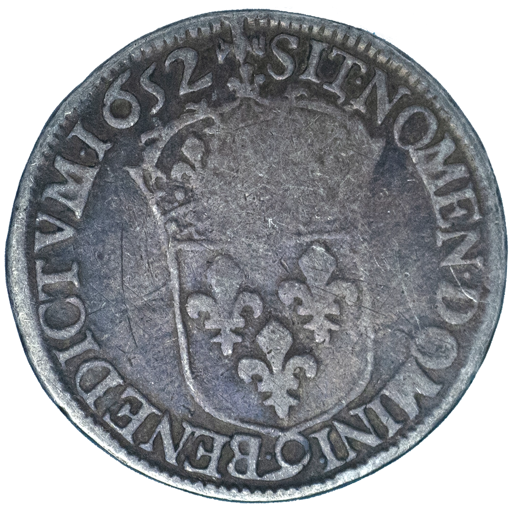 Pièce de monnaie : Louis XIV - Demi Écu à la mèche longue 1652 Rennes