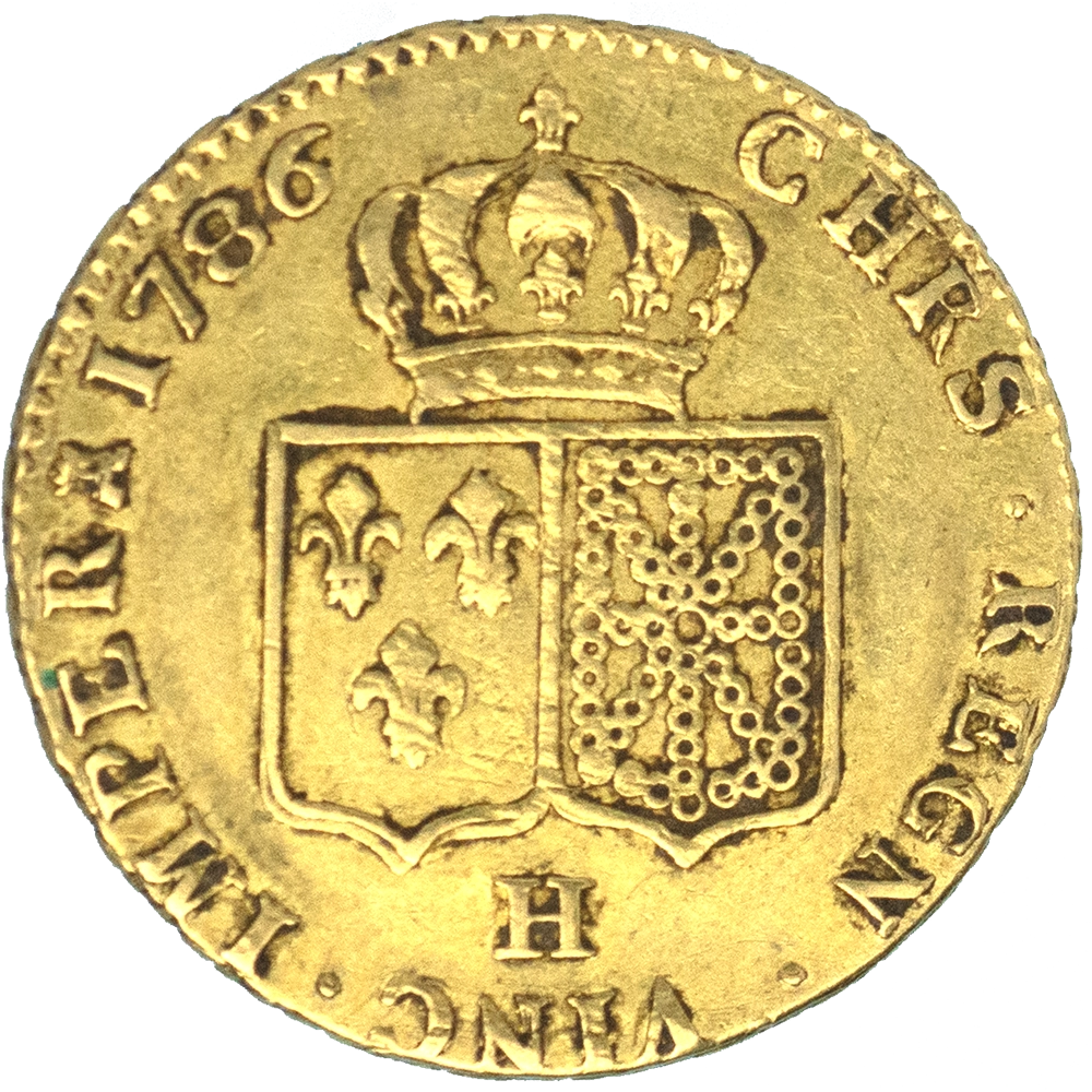 Pièce de monnaie : Louis XVI-Double louis d'or aux écus accolés 1786 La Rochelle