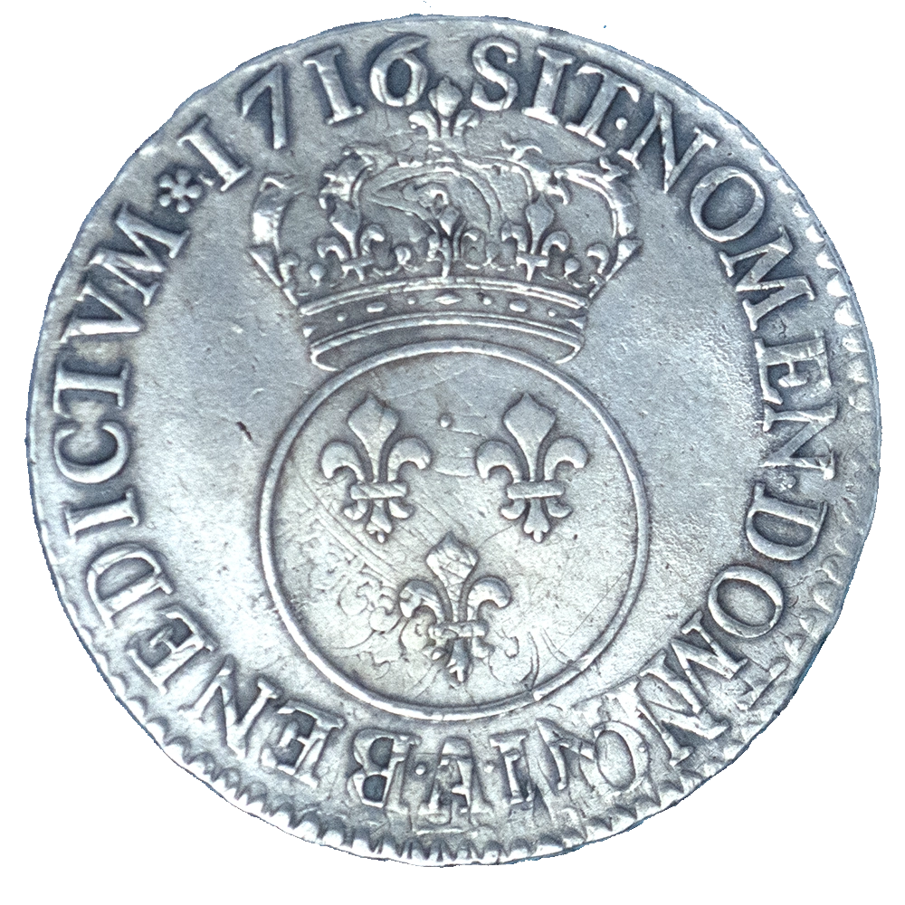 Pièce de monnaie : Louis XV-Demi écu Vertugadin 1716