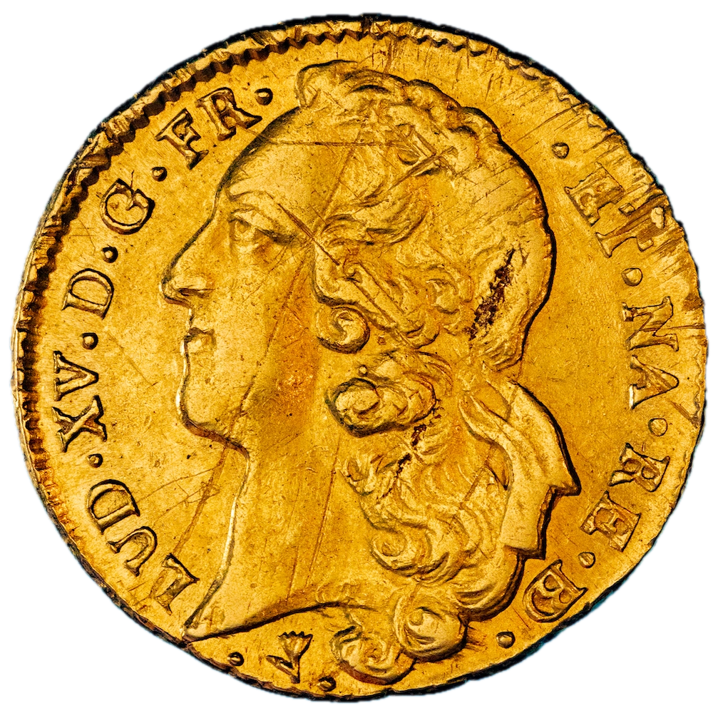 Royaume de France Louis XV Double louis d'or aux écus accolés 1764 Pau