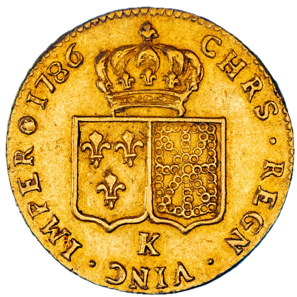 Pièce de monnaie : Louis XVI-Double louis d'or aux écus accolés 1786 Bordeaux