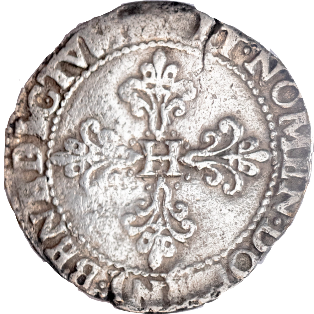 Pièce de monnaie : Henri III-Franc au col plat 1581