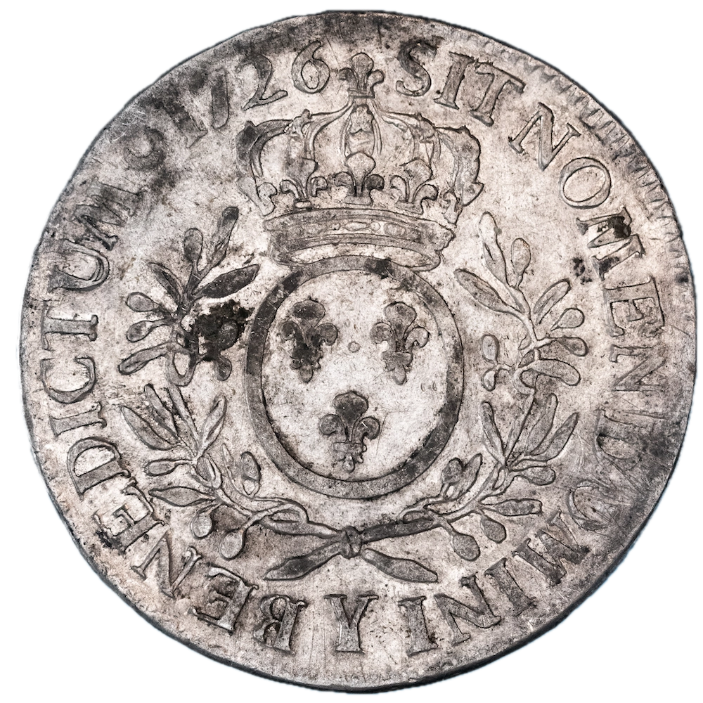 Pièce de monnaie : Louis XV-Écu aux branches d'olivier 1726 Bourges