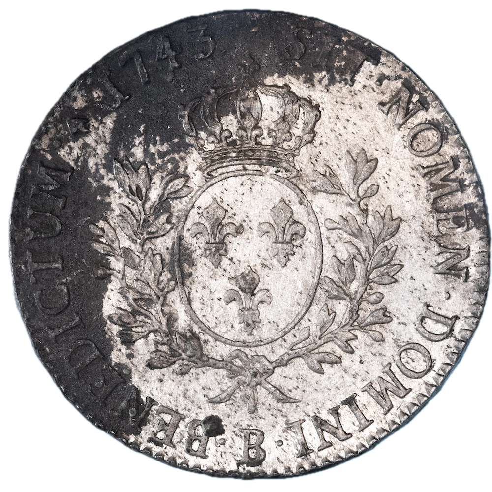Pièce de monnaie : Louis XV Écu au bandeau 1743 Rouen