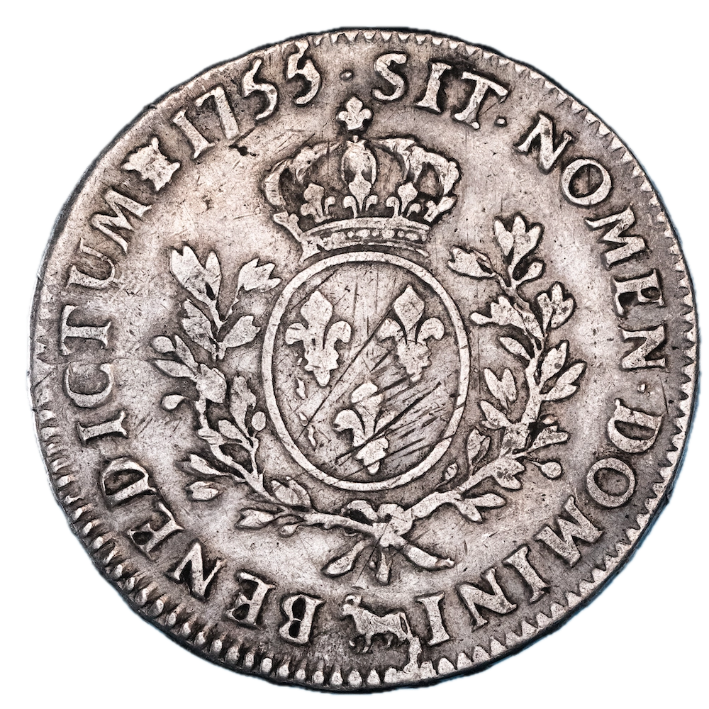 Pièce de monnaie : Louis XV-Écu de Béarn au bandeau 1755 Pau