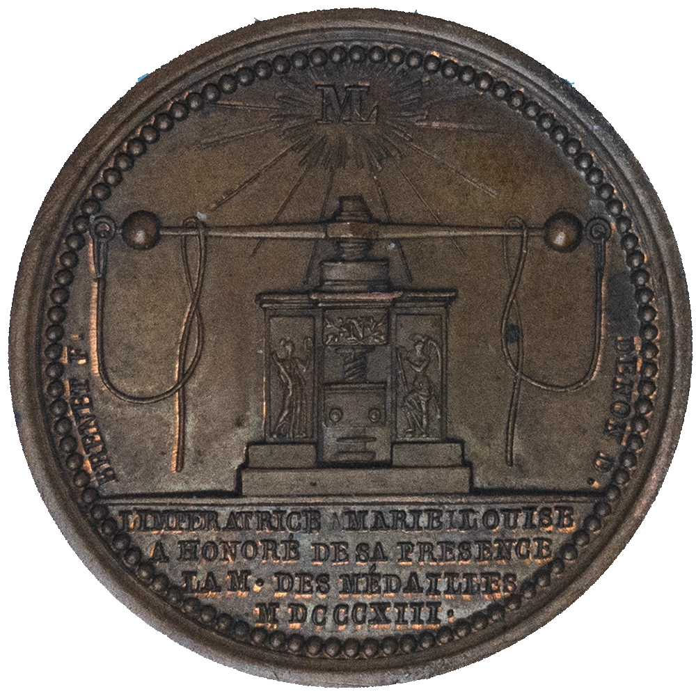 Médaille : Premier Empire l'impératrice Marie-Louise visite la Monnaie des Médailles 1813 Paris