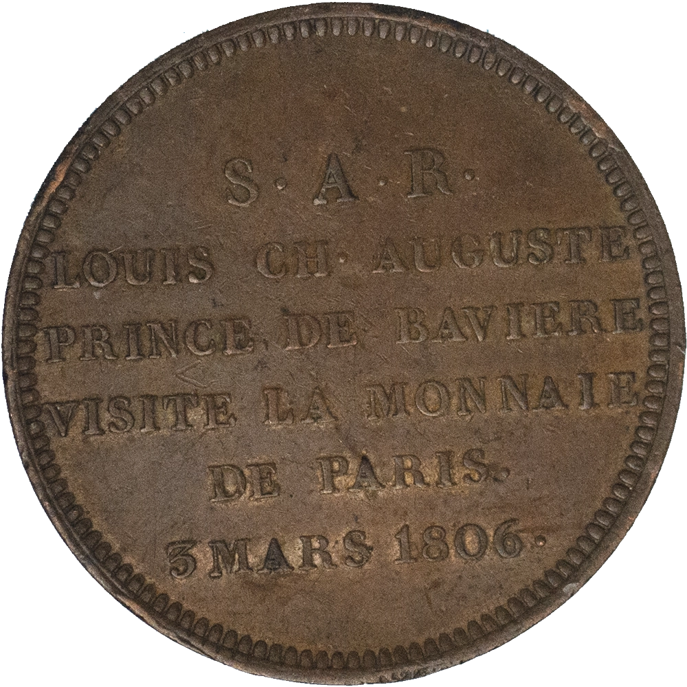 Médaille : Monnaie de visite module de 2 francs pour Maximilien de Bavière 1806 Paris