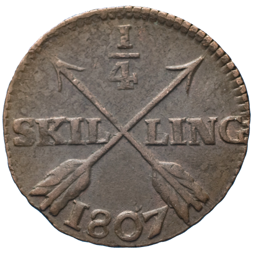 Suède Gustave IV Adolphe 1/4 Skilling 1807